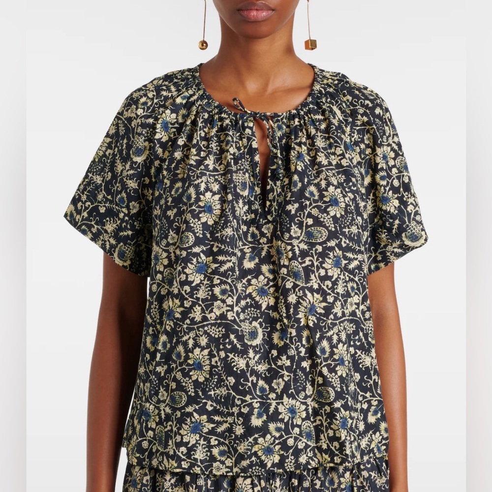 ULLA JOHNSON Sena printed cotton-blend top size 10